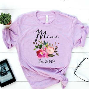 Personalized Mimi Shirt, Custom Grandma Shirt, Pregnancy Reveal Active, Tshirts with Sayings
