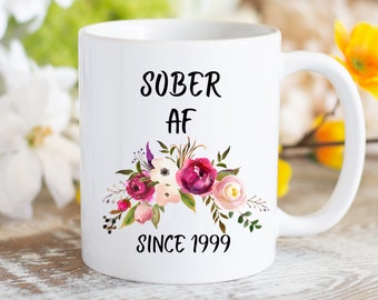 Custom Sober AF, Prezent na trzeźwość dla kobiet, Prezent na rocznicę trzeźwości, Prezenty dla Anonimowych Alkoholików, Prezent na odwyk