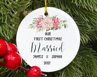 Couples Christmas Ornament ,Personalized Our First Christmas Married Ornament, Custom First Christmas Married Ornament Gift