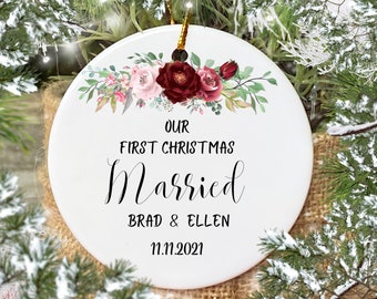 Couples Christmas Ornament ,Personalized Our First Christmas Married Ornament, Custom First Christmas Married Ornament , Keepsake Ornament