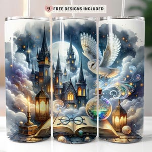 Wizard World Tumbler Wrap Png, 20oz  Skinny Tumbler Design, Wizard School Sublimation Wrap, Magic Tumbler PNG, Fantasy Skinny Sublimation