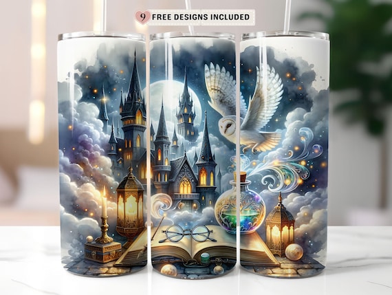 Wizard World Tumbler Wrap Png, 20oz  Skinny Tumbler Design, Wizard School Sublimation Wrap, Magic Tumbler PNG, Fantasy Skinny Sublimation