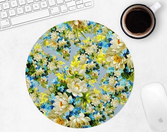 Floral Mousepad, Circle Mouse pad, Round Mouse Pad For Women, Desk Accessories, Office Decor, Teacher Appreciation Gift Idea