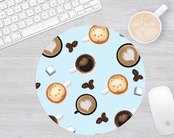 Cute Mouse Pad, Coffee Mouse Pad, Circle Mousepad, Round Mouse Pad For Women, Desk Accessories,Office Decor, Gift For Sister