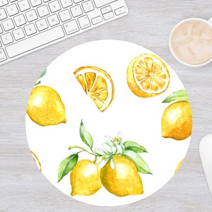Lemon Mousepad, Circle Mouse Mat, Desk Accessories, Office Decor, Gift For Coworker, Round Mouse Pad For Women, Gift Ideas For Coworker