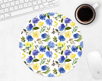 Floral Mouse Pad, Circle Mousepad, Round Mouse Pad For Women, Desk Accessories, Office Decor, Gift For Coworker, Gift For Sister