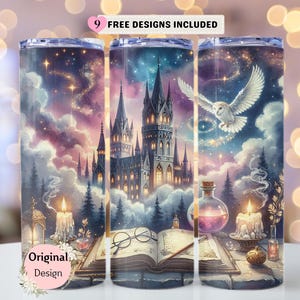Wizard World Tumbler Wrap Png, 20oz  Skinny Tumbler Design, Wizard School Sublimation Wrap, Magic Tumbler PNG, Fantasy Skinny Sublimation