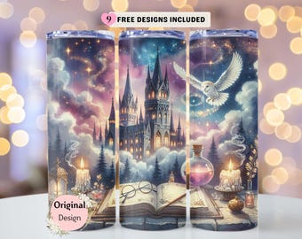 Wizard World Tumbler Wrap Png, 20oz  Skinny Tumbler Design, Wizard School Sublimation Wrap, Magic Tumbler PNG, Fantasy Skinny Sublimation