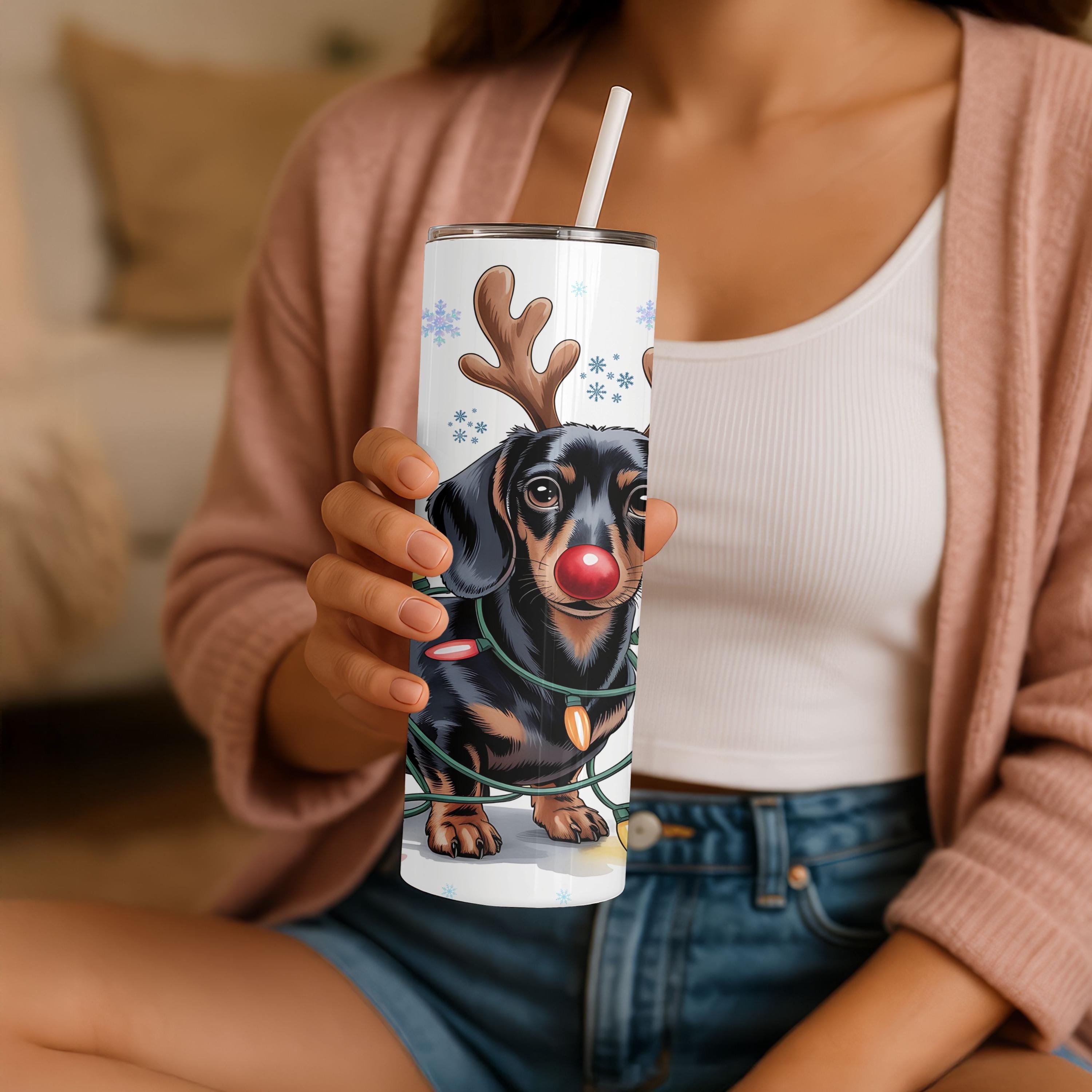 Holiday Wiener Dog Tumbler Wrap PNG, Funny Christmas Dachshund 20oz ...