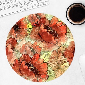 Floral Mousepad, Circle Mouse pad, Round Mouse Pad For Women, Desk Accessories, Office Decor, Teacher Appreciation Gift Idea