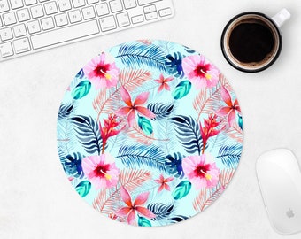 Floral Mouse Pad, Circle Mousepad, Round Mouse Pad For Women, Desk Accessories, Office Decor, Gift For Coworker, Gift For Sister