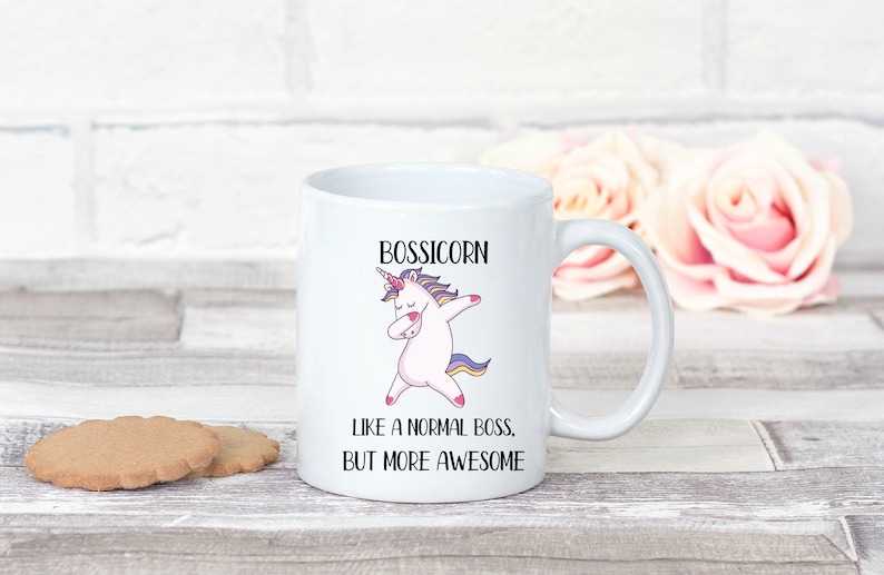 Custom Funny Boss Gift, Bossicorn Mug Like A Normal Boss But More Awesome Funny Mug Cup, Thank you Mugs image 1