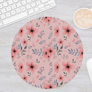 Floral Mousepad, Circle Mouse pad, Round Mouse Pad For Women, Desk Accessories, Office Decor, Teacher Appreciation Gift Idea