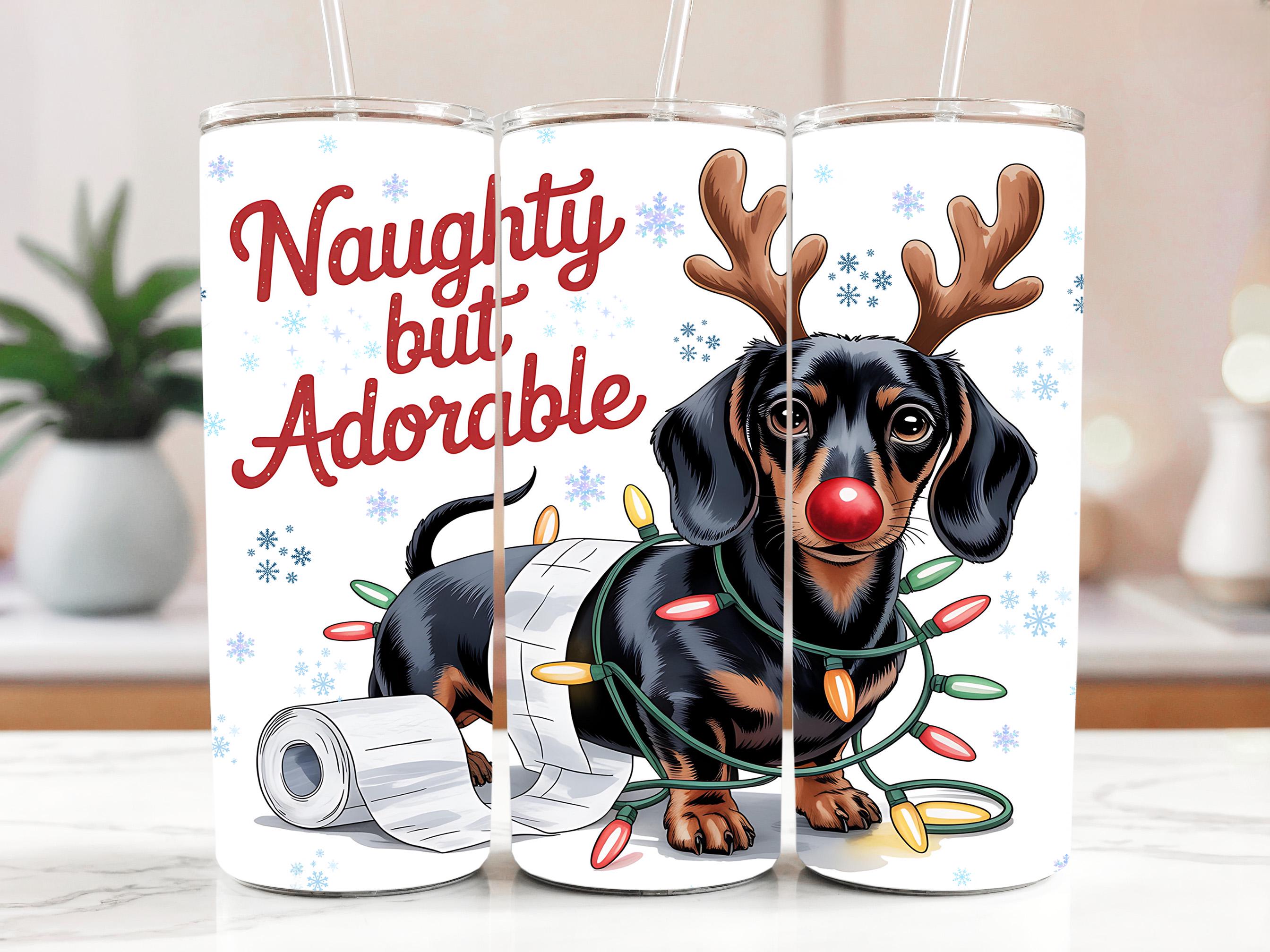 Holiday Wiener Dog Tumbler Wrap PNG, Funny Christmas Dachshund 20oz ...