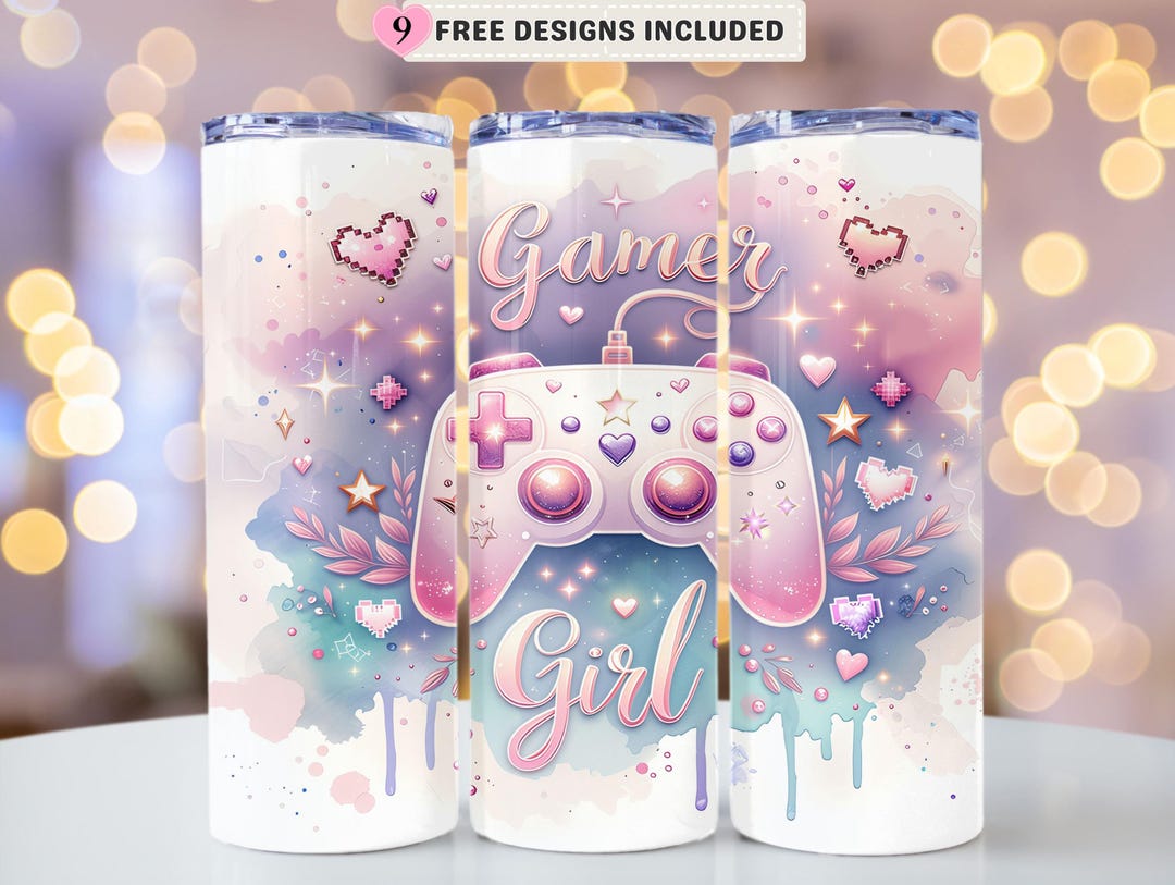 Pastel Gamer Girl Tumbler Wrap, Pink Gaming Controller 20oz Skinny ...