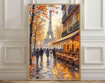 Paris Wall Art Storefront Printable, Paris cafe wall print, Brasserie storefront digital art, French bistro Eiffel Tower Digital Download