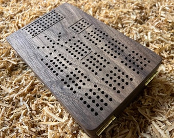 Walnut Folding 4-track Cribbage Board