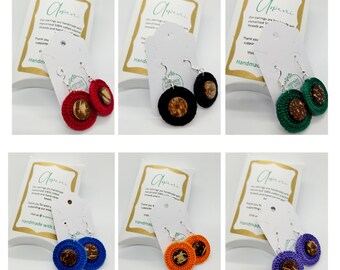 Handmade Crochet Wooden Earrings | Colorful earrings | Crochet earrings