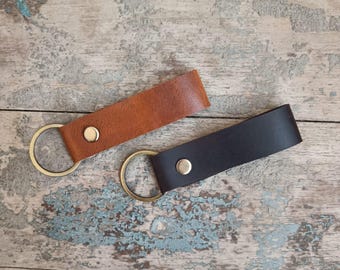 Personalized Leather Keychain, Handmade Key Tag, Custom Key Fob