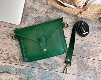 Personalized Full Grain Leather Fanny Pack, Minimalist Sling Bum Bag