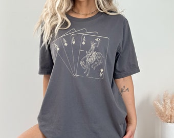 Aces Skeleton T-Shirt, Western Shirt, Southern Shirt, Country Shirt, Country Girl, Vintage Tee, Boho Shirt, Retro Shirt, Cowgirl Shirt