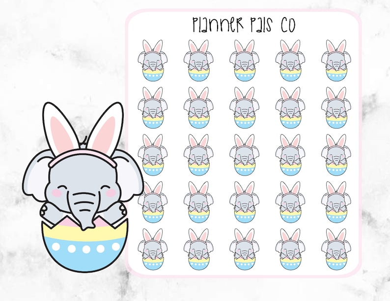 Planner Stickers Elephant Planner Stickers Easter Egg Eloise the Elephant