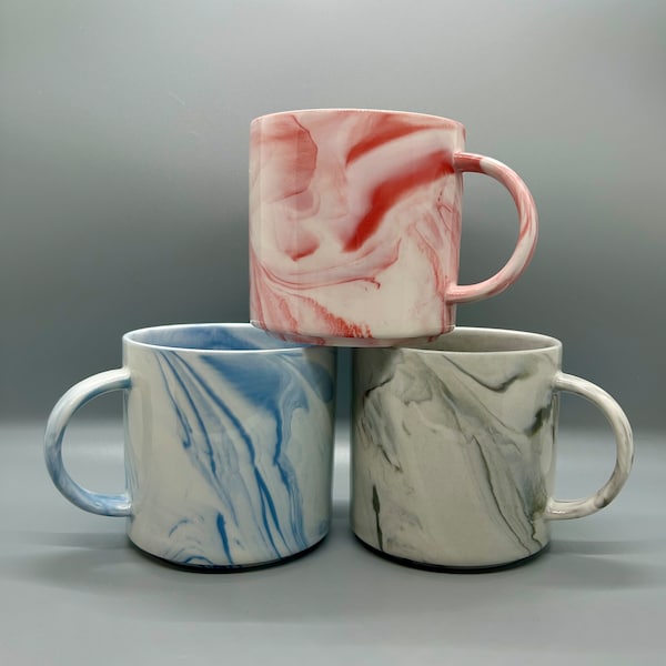 UNIQUE! Marble design 12oz Sublimation coffee mugs in 3 colors. Pink, Blue or Grey marble. Beautiful on its own, but better personalized!