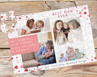 Personalised Best Nan Ever Photo Puzzle, Picture Jigsaw Puzzle, Mothers Day gift