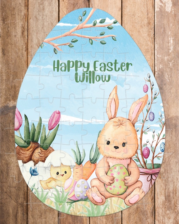 Personalised Easter Puzzle, Easter Bunny, 49 Piece Puzzle, Easter gift