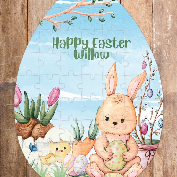 Personalised Easter Puzzle, Easter Bunny, 49 Piece Puzzle, Easter gift