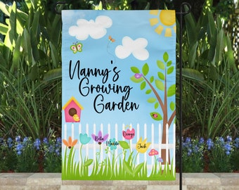 Bandera de jardín de Nana, jardín de la abuela, regalo del día de la madre, bandera de jardín personalizada, regalo del día de la madre