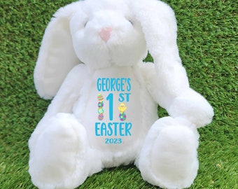 Conejito de peluche - Primera Pascua personalizada 2023 - Oso de peluche de conejito - Recuerdo de Pascua