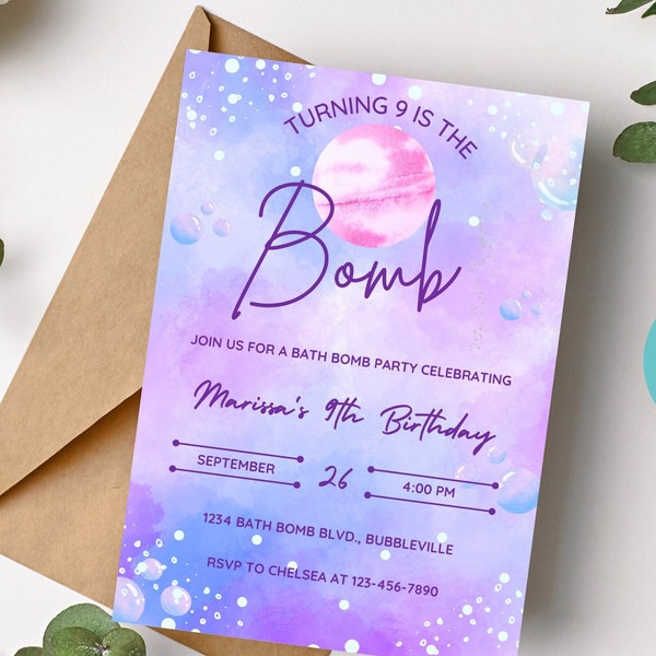 Bath Bomb Birthday Invitation, Bath Bomb Invitation, Bath Bomb Party Invitation, Bath Bomb Making Invitation, Bath Bomb Making Party Invite