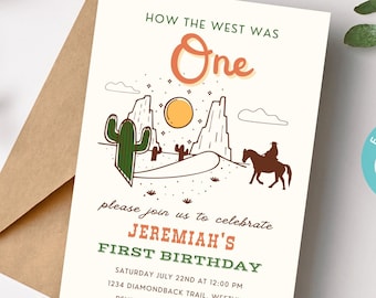 How the West Was One Birthday Invitation, How the West Was One Invitation, Wild West Birthday Invitation, Country Boy Invitation, Cowboy