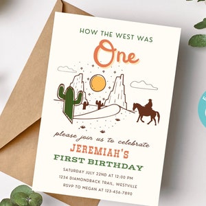How the West Was One Birthday Invitation, How the West Was One Invitation, Wild West Birthday Invitation, Country Boy Invitation, Cowboy