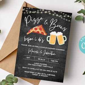 Pizza and Brews Before I Do Invitation, Pizza and Brews Before I Do&#39;s Invite, Pizza and Beer Couple&#39;s Shower, Pizza and Beer Co-ed Shower