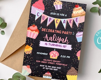 Cupcake Decorating Party Invitation, Cupcake Decorating Invitation, Baking Invitation, Cupcake Birthday Invitation, Cupcake Decorating Invit