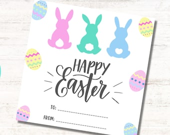 Printable Happy Easter Tags, Printable Easter Basket Tag, Printable Easter Treat Tags, Printable Easter Gift Tags, Easter Treat Bag Tags