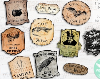 Halloween Apothecary Labels Printable, Halloween Potion Labels Download, Halloween Bottle Labels Printable, Halloween Party Decorations