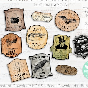 Halloween Apothecary Labels Printable, Halloween Potion Labels Download, Halloween Bottle Labels Printable, Halloween Party Decorations