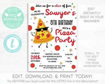 pizza party invitation etsy pizza party flyer template