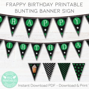 Coffee Shop Birthday Banner Sign Printable, Frappy Birthday Coffee Party Decor, Coffee Party Printable Sign Instant Download