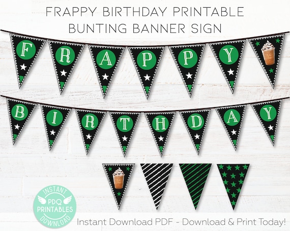 Coffee Shop Birthday Banner Sign Printable, Frappy Birthday Coffee Party Decor, Coffee Party Printable Sign Instant Download