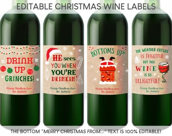 Christmas Wine Labels Printable, Funny Christmas Wine Labels Printable, Editable Christmas Wine Labels, Christmas Gift Wine Label