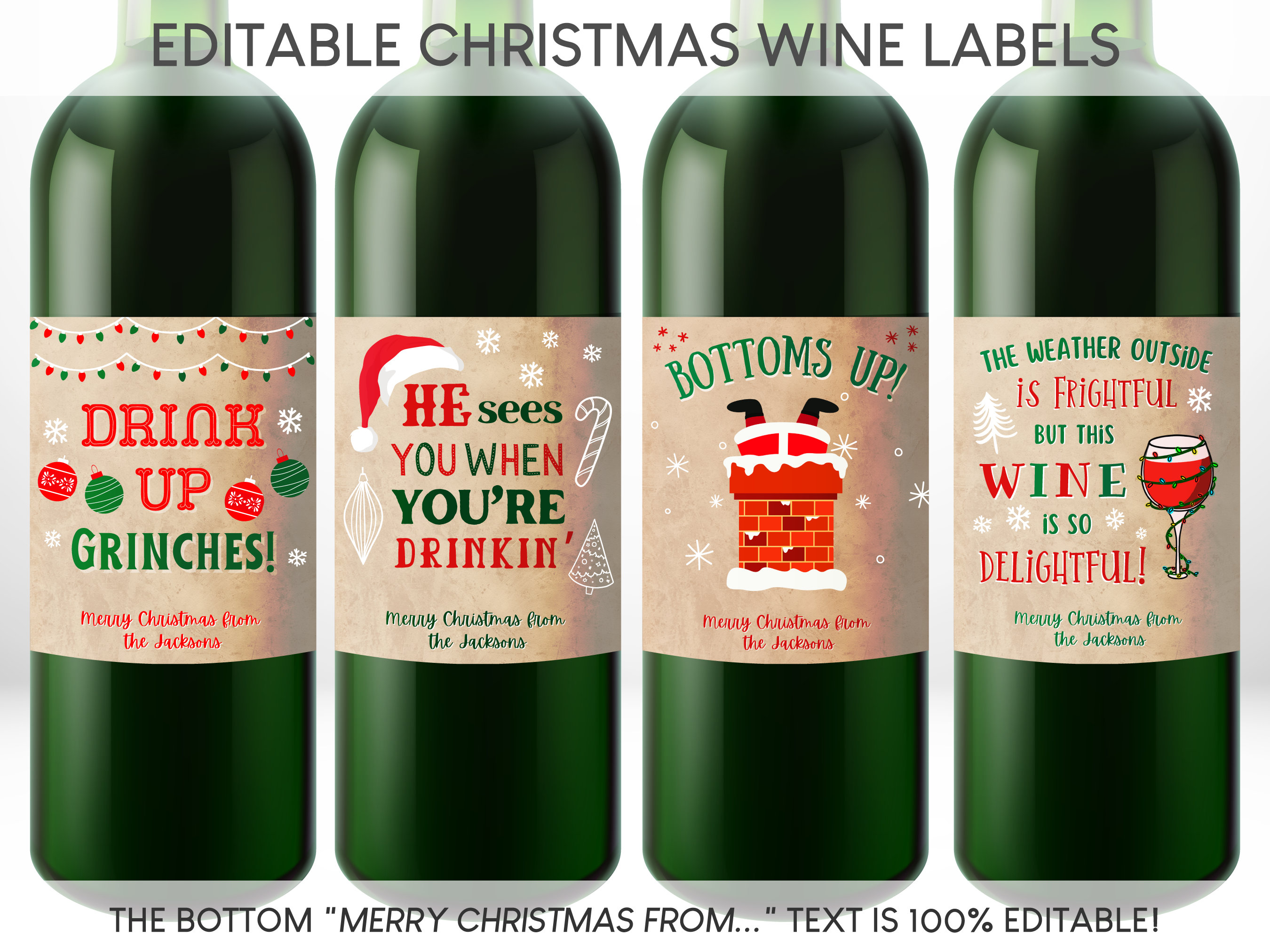 christmas wine labels printable, funny christmas wine labels