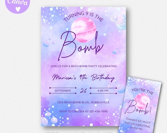 Bath Bomb Birthday Invitation, Bath Bomb Invitation, Bath Bomb Party Invitation, Bath Bomb Making Invitation, Bath Bomb Making Party Invite