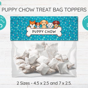 Puppy Chow Treat Bag Topper, Paw-ty Favor Tag, Paw-ty Thank You Tag, Puppy Party Favor Tag, Doggy Bag Printable, Dog Birthday Party Tag