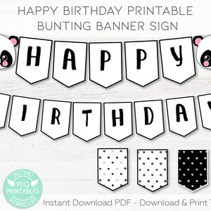 Panda Happy Birthday Banner, Panda Banner Printable, Panda Birthday Decor, Panda Birthday Decorations, Panda Party Printable, Panda Digital