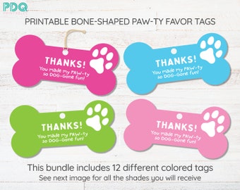 Paw-ty Favor Tag, Paw-ty Thank You Tag, Puppy Party Favor Tag, Doggy Bag Printable, Pet Party Tag, Dog Birthday Party Tag, Puppy Birthday