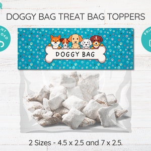 Doggy Bag Treat Bag Topper, Paw-ty Favor Tag, Paw-ty Thank You Tag, Puppy Party Favor Tag, Doggy Bag Printable, Dog Birthday Party Tag